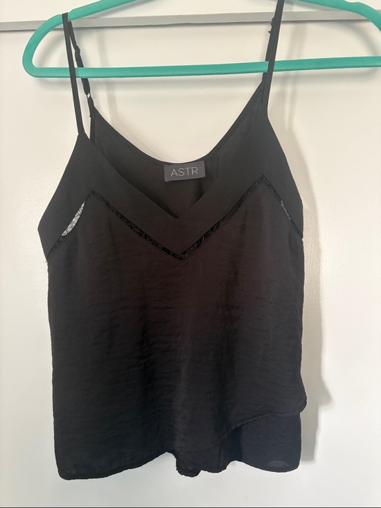 Astr Tops - ASTR Black Satin-Look V-Neck Cami